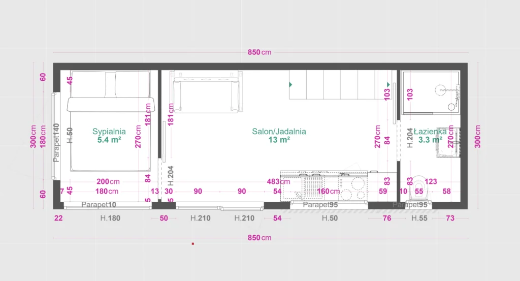 Projekt domku mobilnego Magda Premium - parter