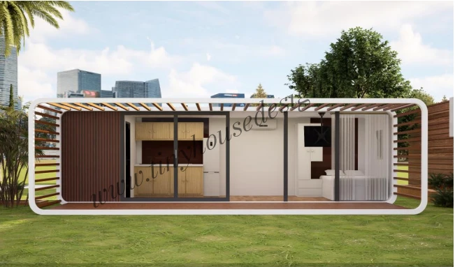 Kontener biurowy Qube House 9 z pergolą od Tiny House Design