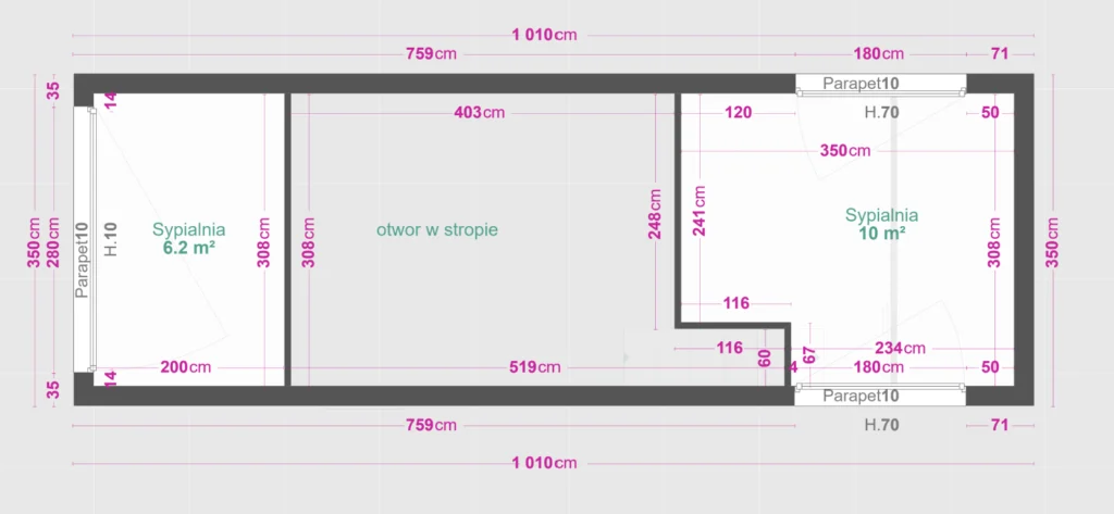 projekt domku mobilnego Tomek 35m2 - piętro