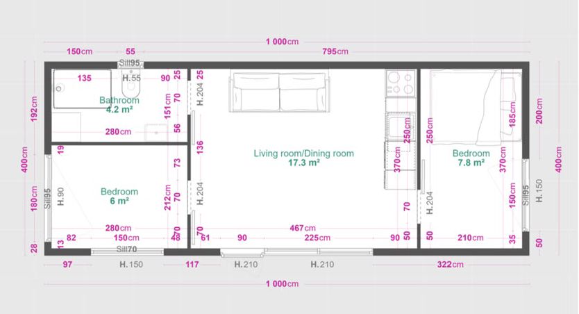 Projekt domku mobilnego Bartek 35m2